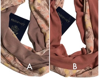 Choose Your Colors - Secret Pocket Infinity Scarf - Choose a Contrast Fabric or Print Only - Hidden Pocket Scarf - Lightweight Breathable