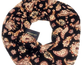 Paisley Infinity Scarf with Hidden Zipper Pocket – Travel Scarf