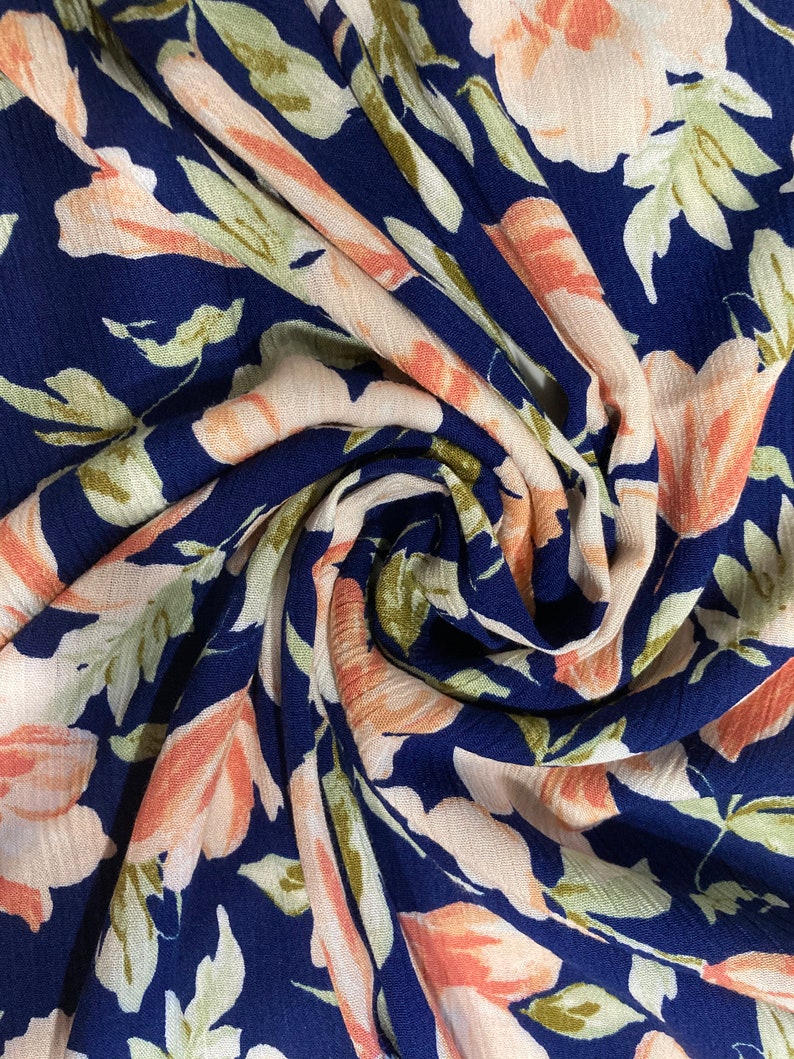 Secret Pocket Infinity Floral Scarf Hidden Pocket Travel Scarf Very Lightweight Breathable Peach Coral Flowers on Navy Blue Passport Scarf image 4