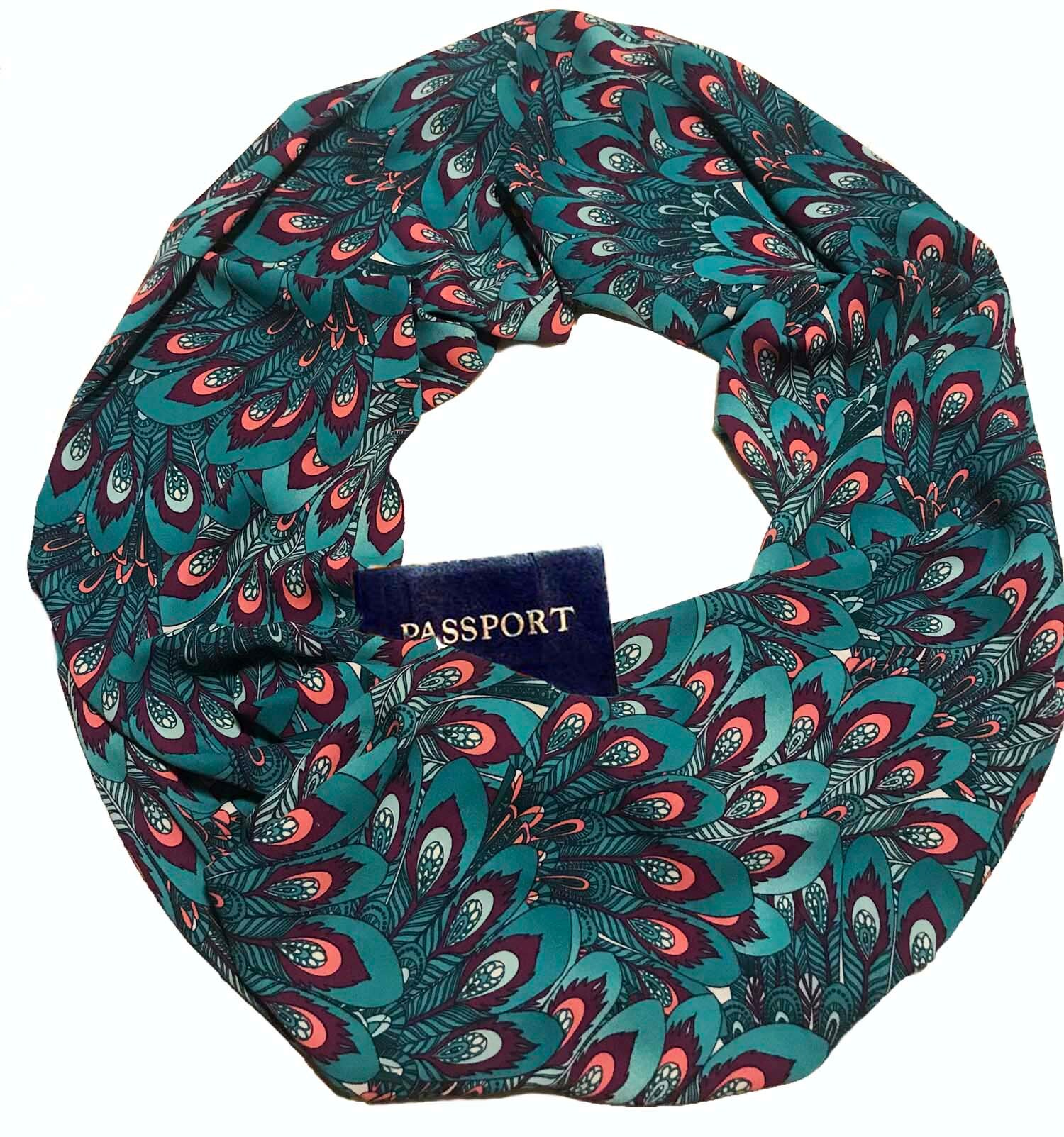 Secret Pocket Infinity Scarf Plumage 35/70 in Long Hidden Etsy