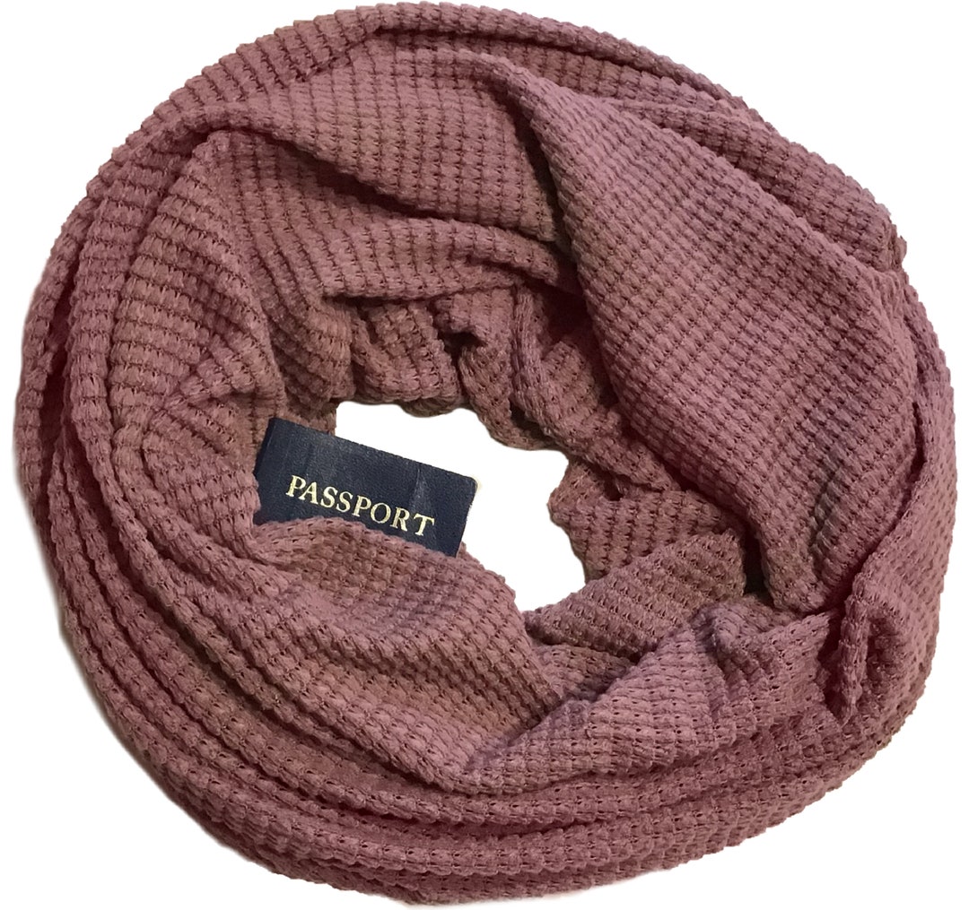 Secret Pocket Infinity Scarf Chunky Oversized Mauve Medium Weight