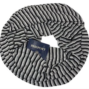 Striped Infinity Scarf with Zipper Pocket: Neutral Travel Scarf
