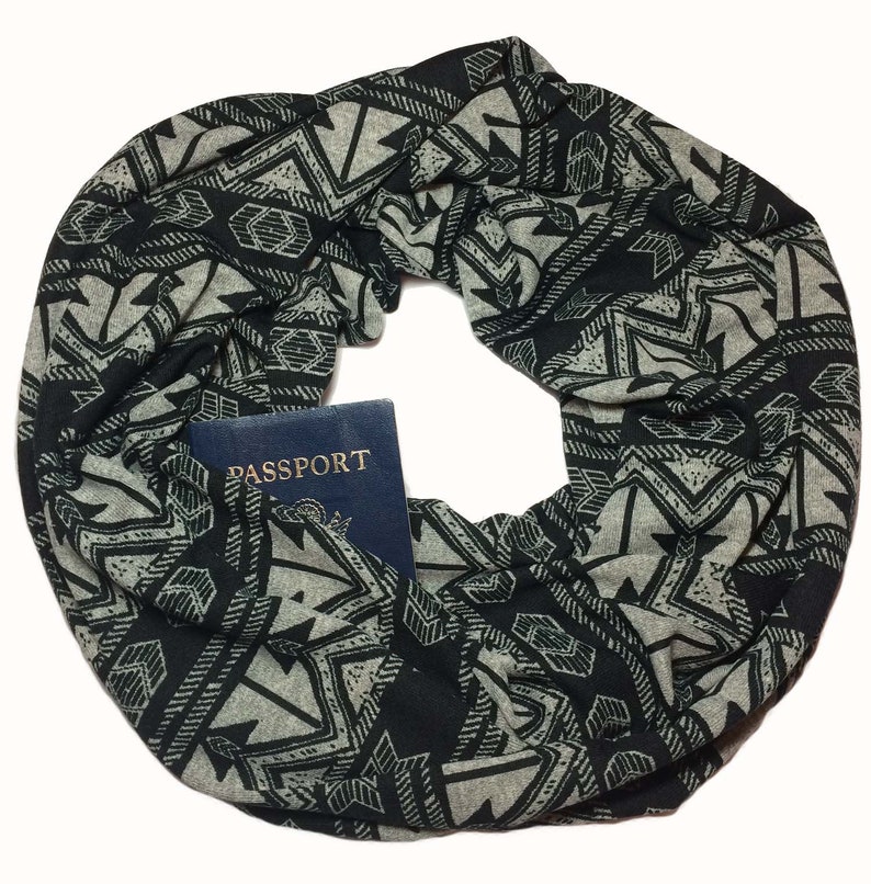 Secret Compartment Scarf Hidden Zipper Pocket Travel Scarf Etsy