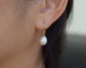 Freshwater Teardrop Pearl Earrings, Gold filled - Gift Sets, Bridesmaids, Wedding, Bride, Birthday, Anniversary