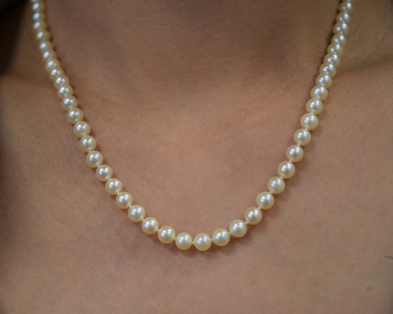Collier Perles Akoya Japonaises - 5,5x6 Mm, Noué Main, 49 Cm, Argent Massif - Neuf Avec étiquettes