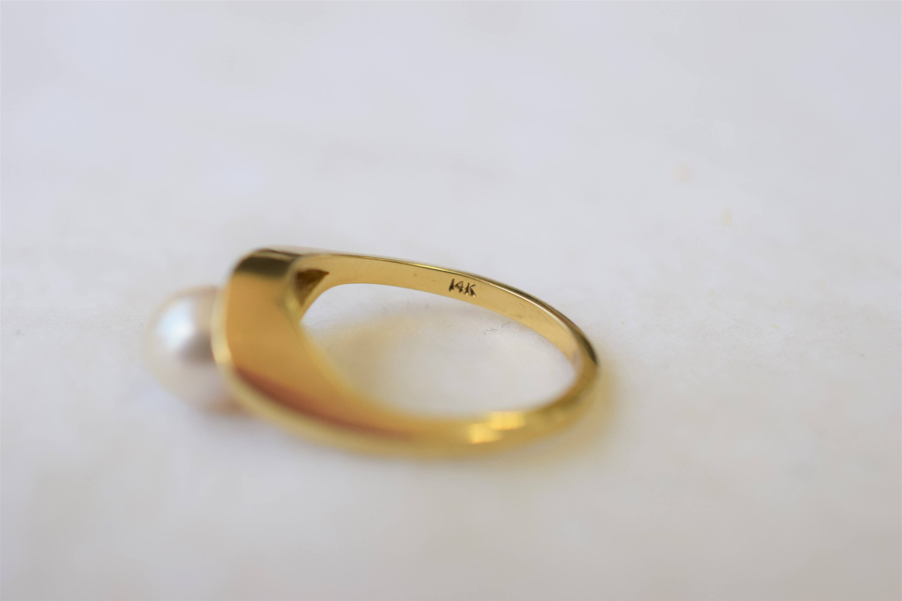 Engagement Ring - Japanese Akoya Pearl Ring in 14K Yellow Gold ...