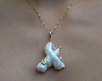 One of a Kind Freshwater Pearl Enhancer with Diamond and 14K Yellow Gold