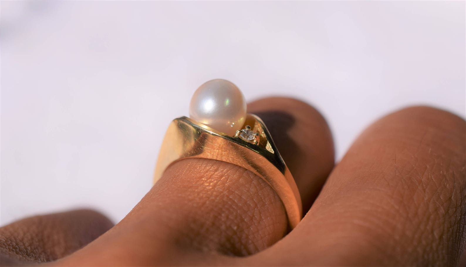 Engagement Ring - Japanese Akoya Pearl Ring in 14K Yellow Gold ...