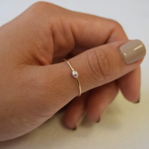 3.5x3mm single pink freshwater pearl ring, minimalist ring, MIDI ring, fashion ring, DAINTY pearl ring image 1