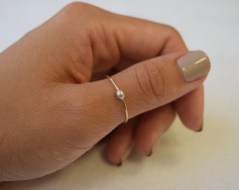 3.5x3mm single pink freshwater pearl ring, minimalist ring, MIDI ring, fashion ring, DAINTY pearl ring