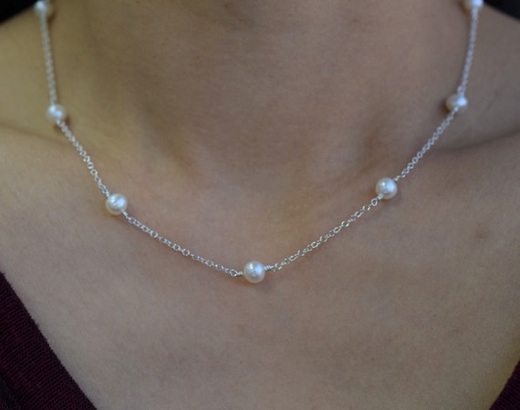 Pearl tin cup necklace deals