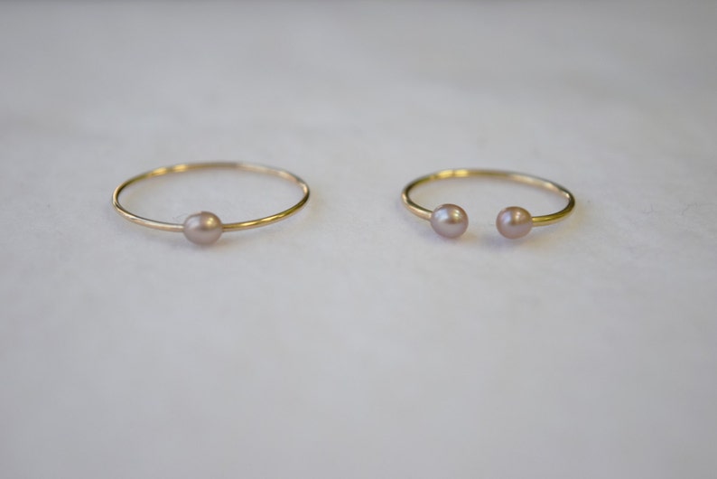 3.5x3mm single pink freshwater pearl ring, minimalist ring, MIDI ring, fashion ring, DAINTY pearl ring image 2