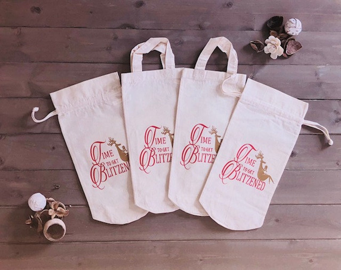 Funny Cotton Festive Christmas Gift Bags Bottle Bag Xmas Etsy