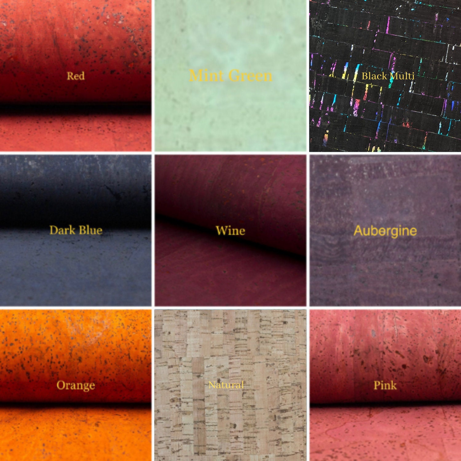 Colourful Vegan Cork Leather Fabric