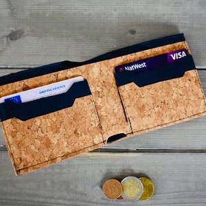 Vegan Cork Leather Men's Wallet Card Holder Money Clip Regalo ecologico