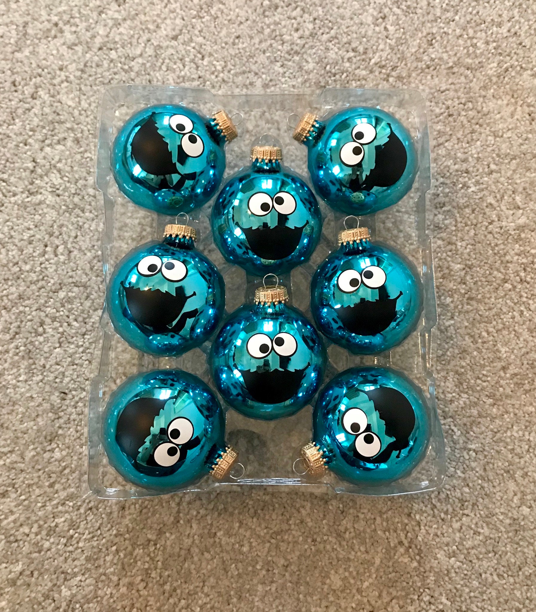 Set of 8 Cookie Monster Ornaments Etsy