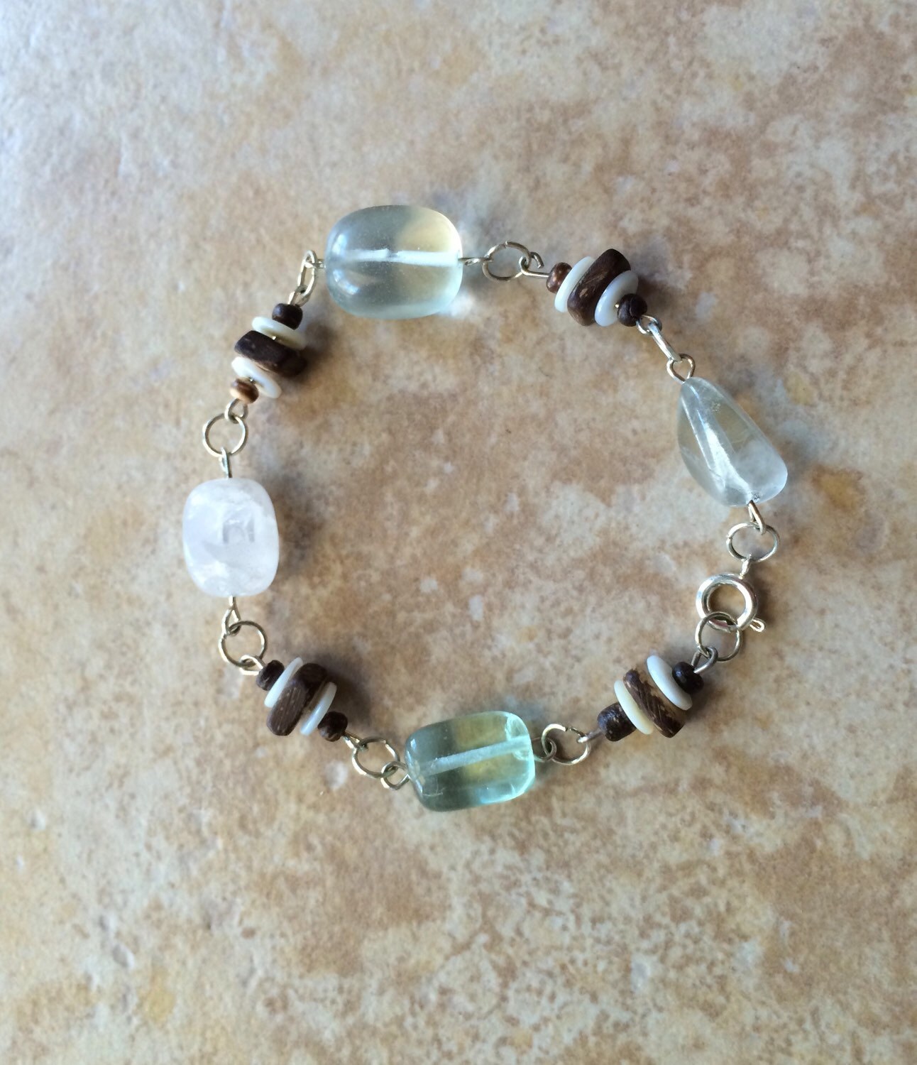Glass Beads Bracelet Wooden Beads Bracelet Rustic Jewelry - Etsy