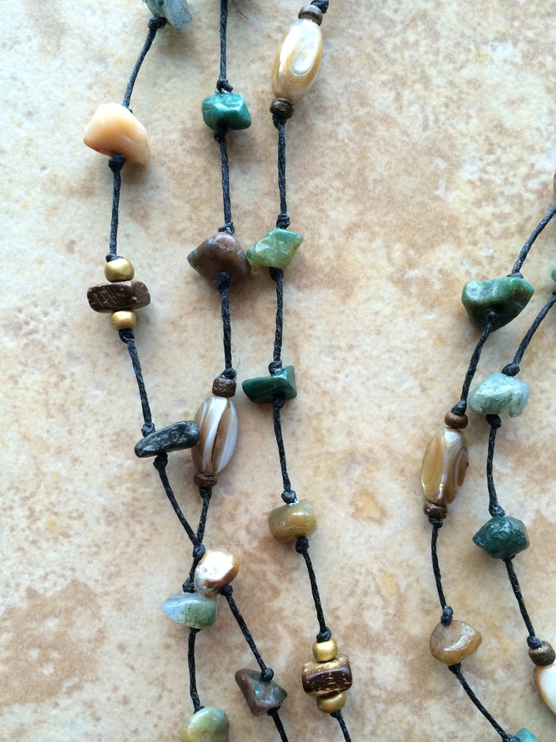 Stone Chips Necklace, Boho, Bohemian Jewelry, Gypsie, Long Necklace ...