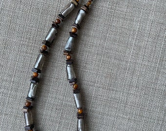 Beaded Necklace, Brown and Natural Necklace, Rustic Necklace, Boho Jewelry, Short Necklace, Bohemian Jewelry, Rustic Beads, Handmade