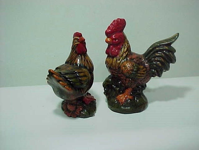 Free Shipping Hen /& Rooster Bantam Chickens Hand Painted Barbu de Watermael Wisconsin Farm Estate