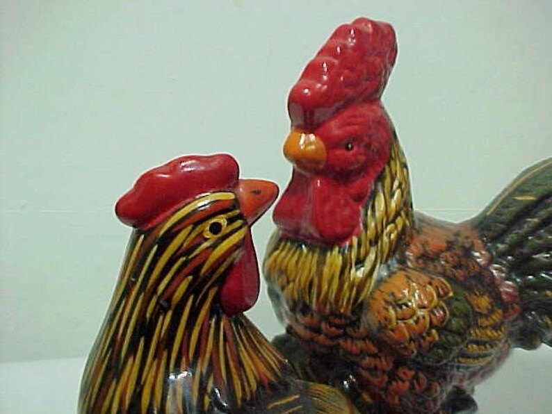 Free Shipping Hen /& Rooster Bantam Chickens Hand Painted Barbu de Watermael Wisconsin Farm Estate