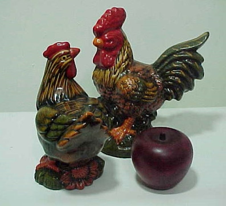 Free Shipping Hen /& Rooster Bantam Chickens Hand Painted Barbu de Watermael Wisconsin Farm Estate