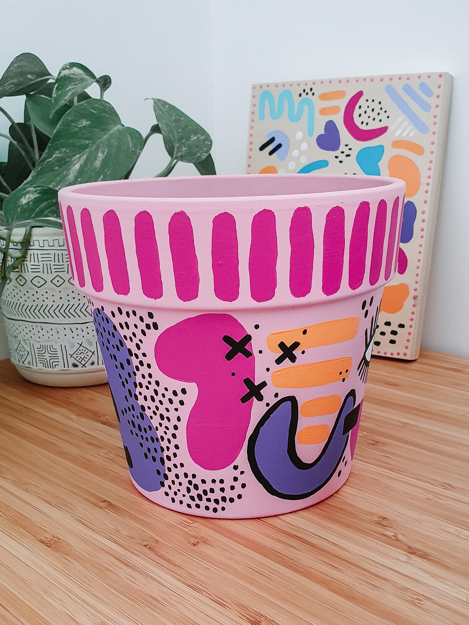 POP Art Planter // 19.5cm // hand painted plant pot. Indoor Etsy