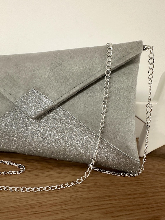 tulle chain handle bag／silver Crush Mini metallic leather crossbody bag in silver