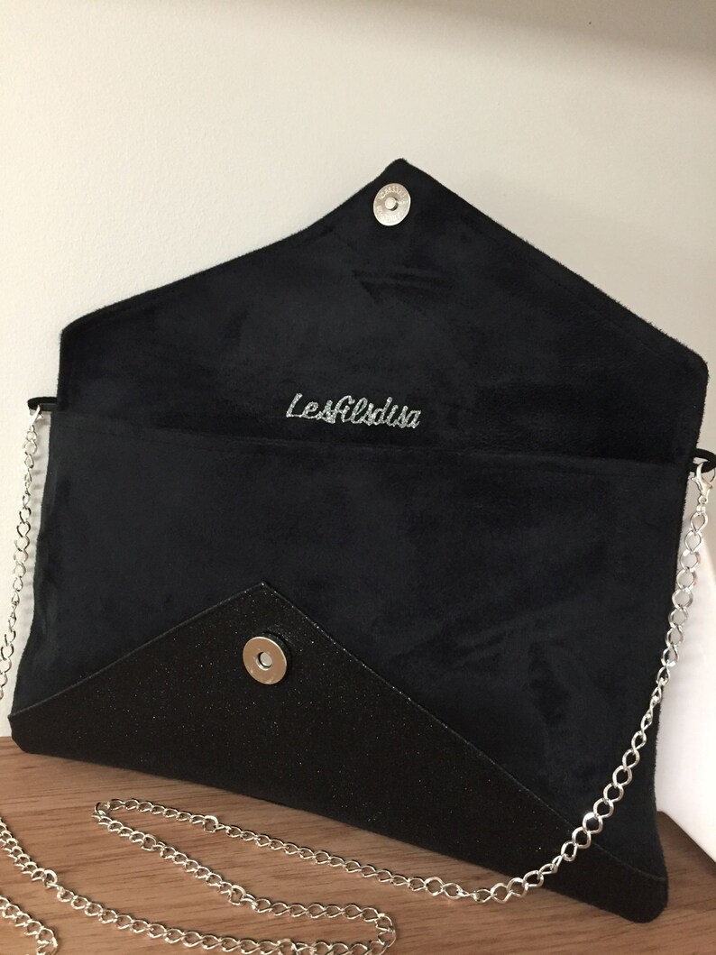 Pochette soir?�e noire ?� paillettes cha?�nette amovible / - Etsy France