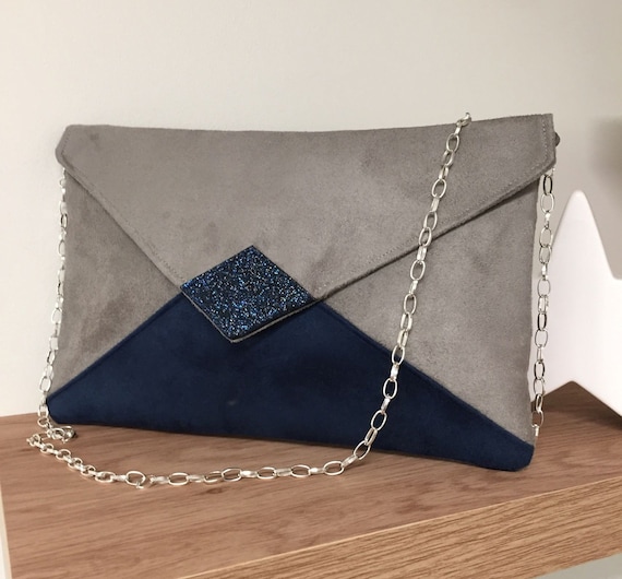 Navy Evening Bag Navy Clutch Bag Leather Clutch Bag 