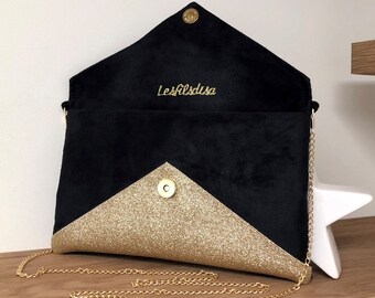 Pochette De Soirée étincelante Pour Femme - Noir Pailleté - Chaîne D'épaule Amovible 120 Cm - Pour Mariage, Fête, Cocktail - Dimensions 21x12x6.5 Cm - 2