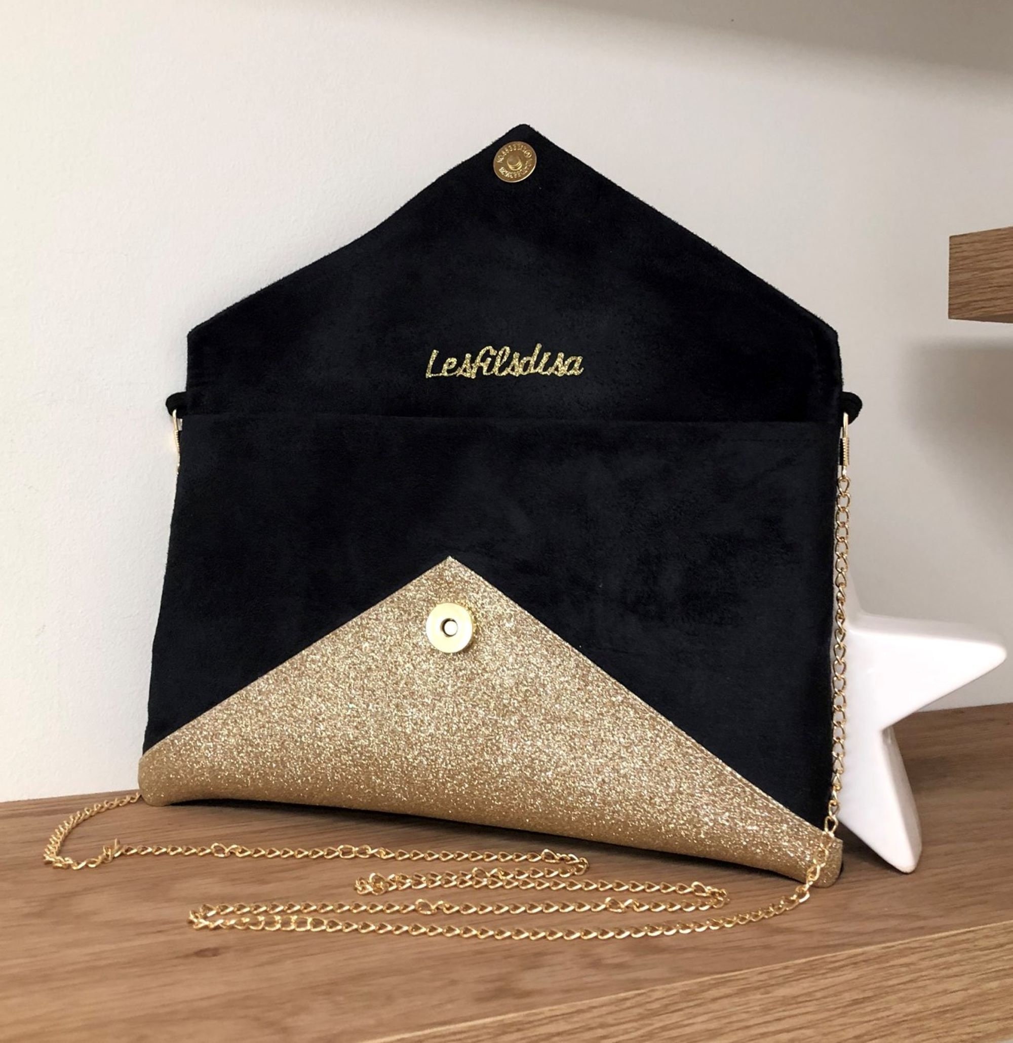 BEAUTIFUL! Antique Lujean Black and Gold Purse - Clutch Wedding - Excellent  Condition