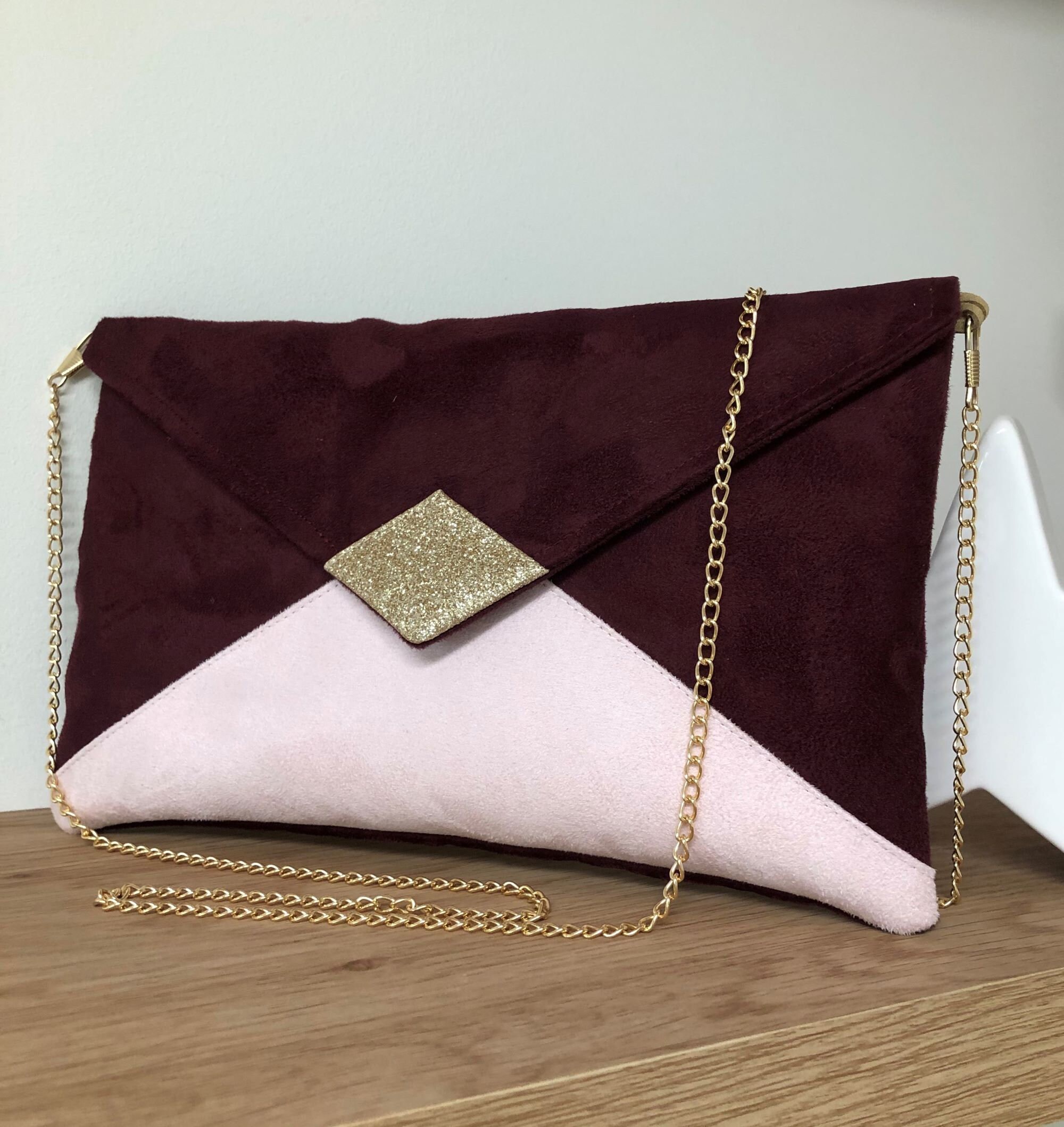 Bespoke Monogrammed Suede Envelope Clutch Personalized 