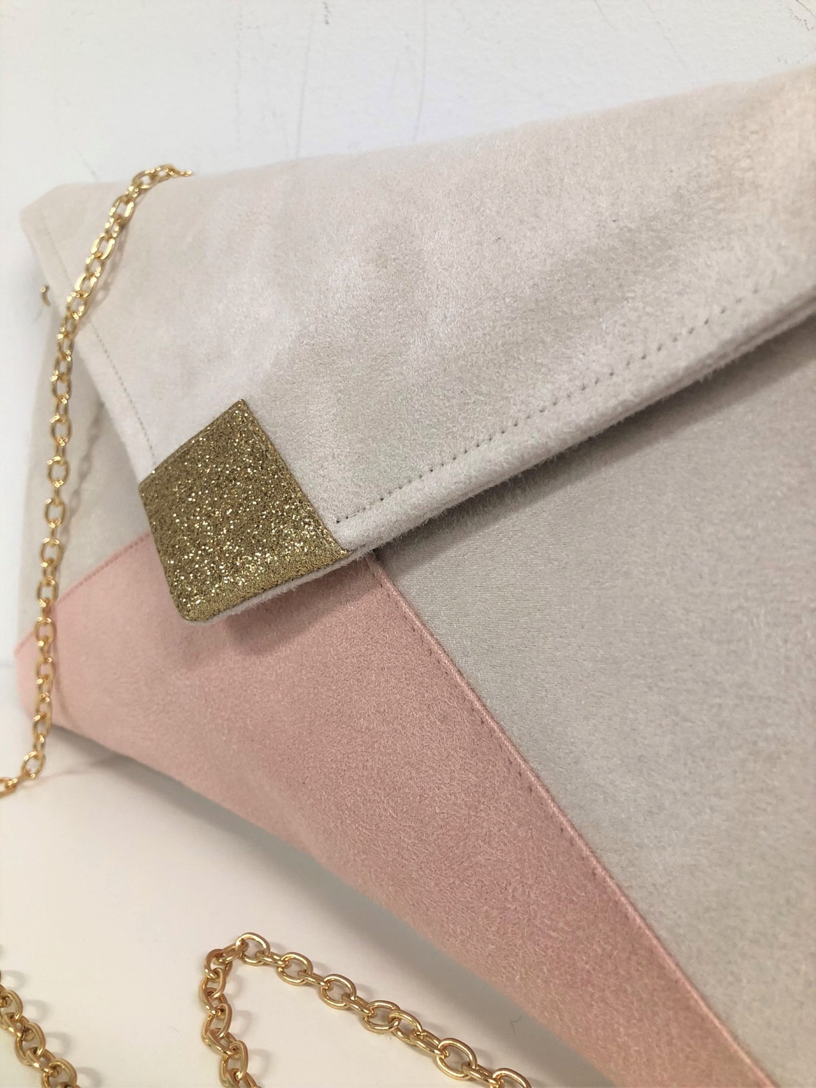 Pochette mariage ?�cru et rose poudr?� ?� paillettes dor?�es / - Etsy France