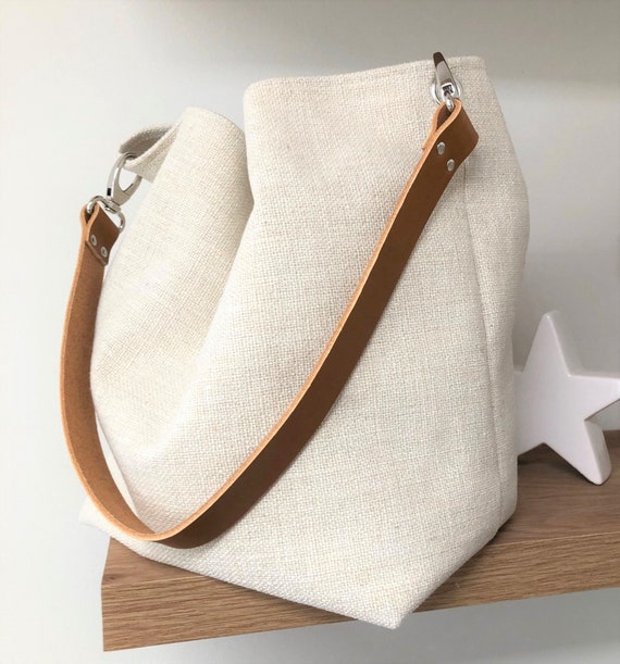 Linen Hobo Bag Removable Leather Handle / Sportswear Style - Etsy