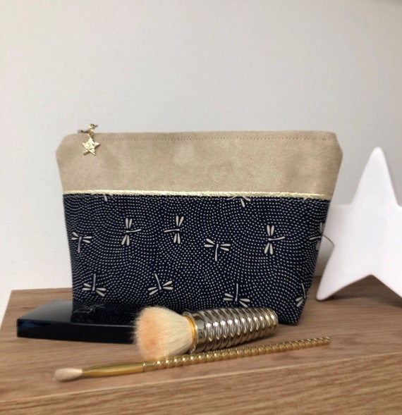 Petite trousse matelassée à maquillage en tissu japonais Kushiro