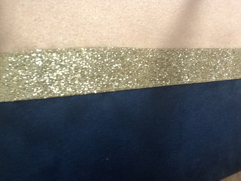Navy Blue Powder Pink and Gold Glitter Wedding Clutch Bag / 