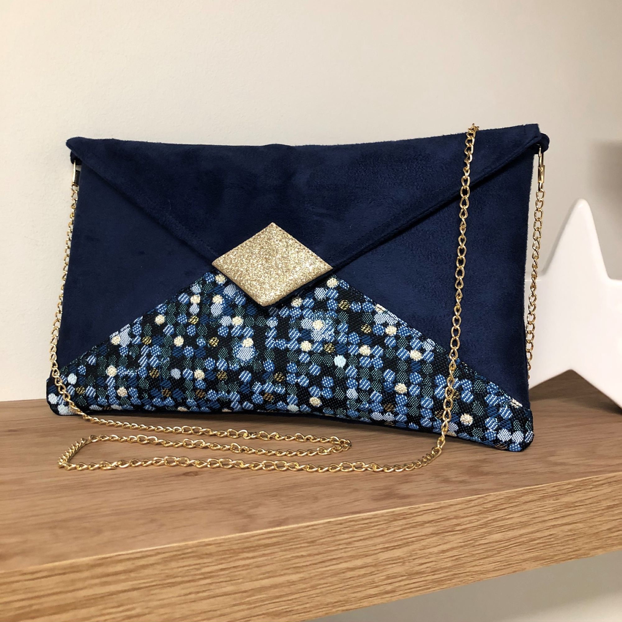 Navy blue evening clutch Clearance