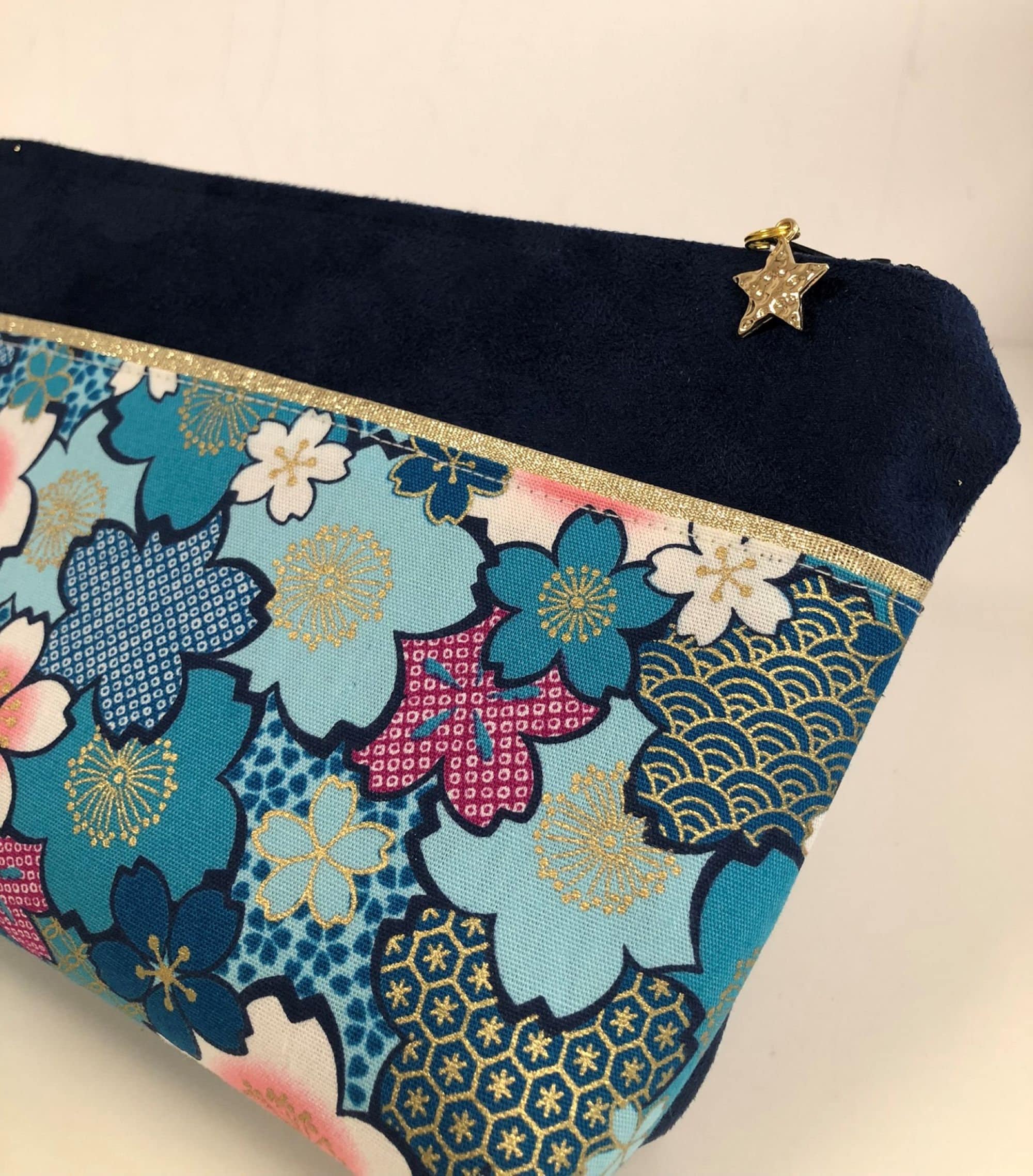 Japanese Cute Bag Makeup Bag Set Handbags Cotton Fabric Flowers