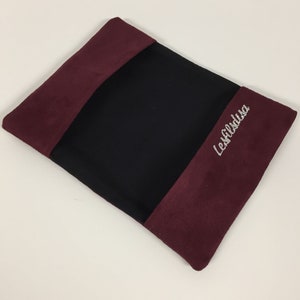 Burgundy chequebook holder, silver glitter / Suede-lined chequebook wallet case to be personalised / Personalised checkbook cover image 10