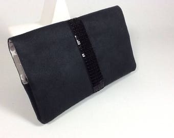 Black checkbook holder, / Suedette wallet size checkbook case / Checkbook case to personalize