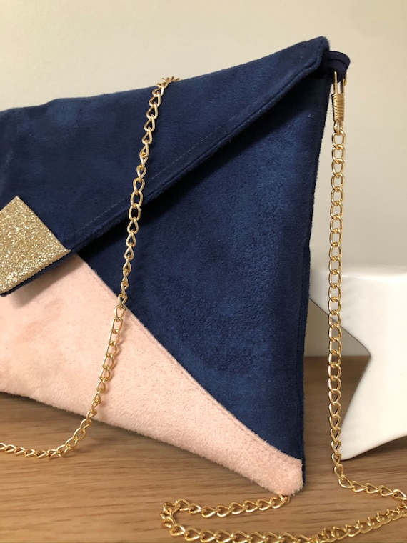 Mini Pencil Case in Japanese Fabric and Linen, Golden Star / Small  Customizable Pen Triangle Case, Beige, Navy Blue and Gold 