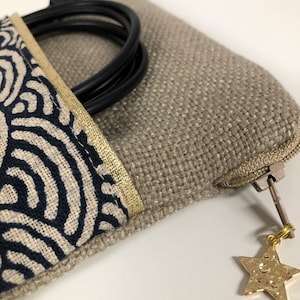 Pochette liseuse Kobo, tissu japonais Seigaiha et lin / Etui zipp?� liseuse sur mesure / Housse 