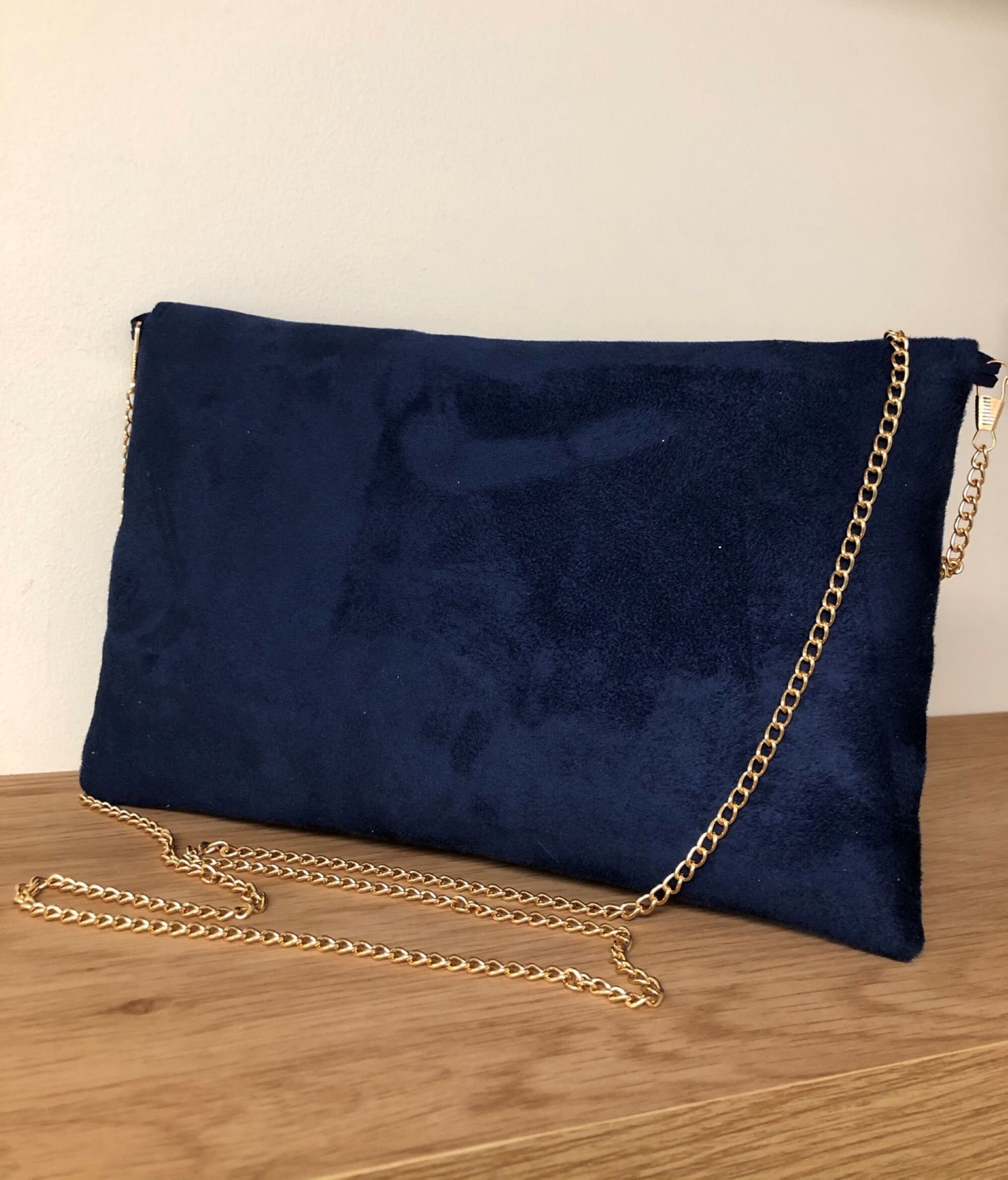 Navy Blue Pink and Purple Wedding Clutch Bag Golden Sequins