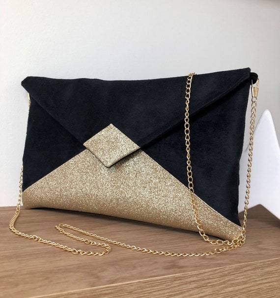 Angelica Black Leather Clutch Bag