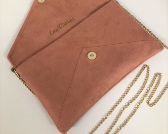 Salmon Pink Wedding Clutch Bag With Golden Sequins Evening