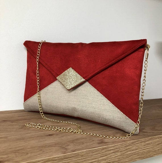 Red and gold clutch bag Clearance
