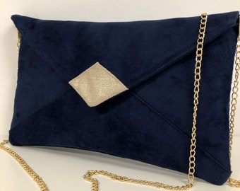 Navy gold clutch clearance bag