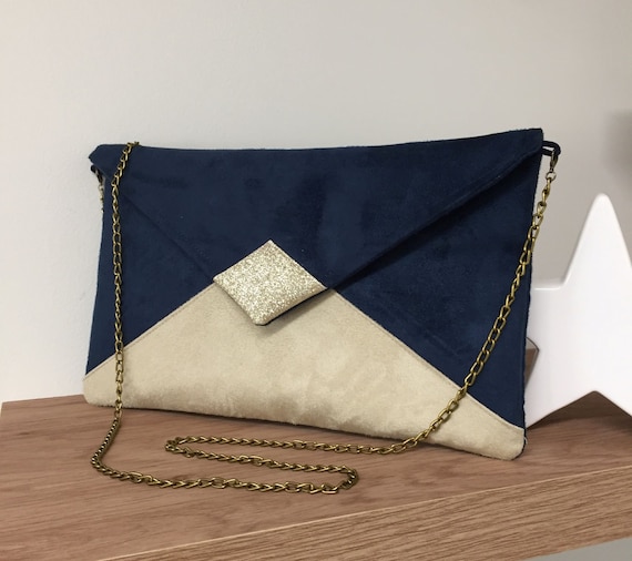 Navy and gold clutch Clearance