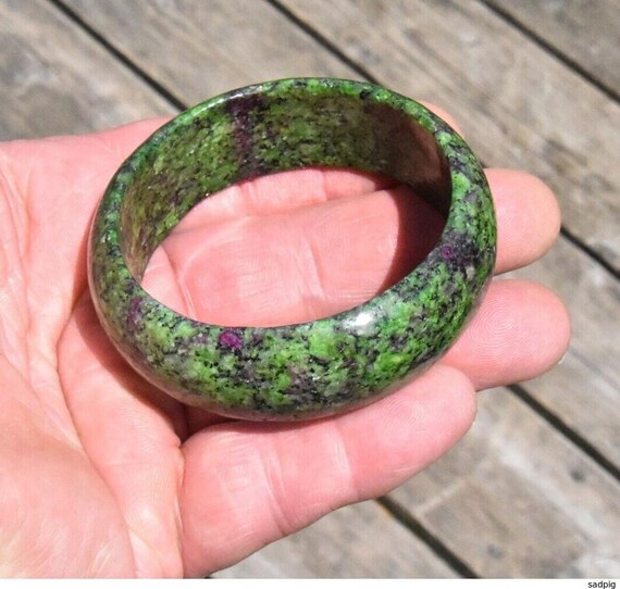 Ruby Zoisite Bangle, Earth Mined. Genuine Ruby Zo… - image 1